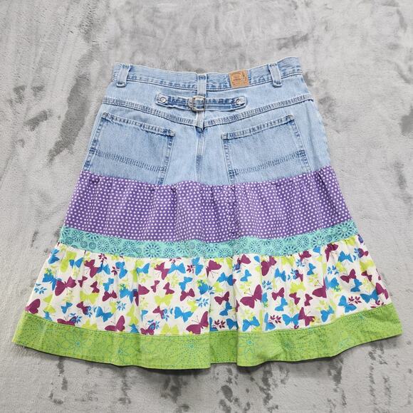 Vintage 90s Riders Skirt Womens 29 Floral Tiered Upcycled Repurposed Buckle Back - Picture 5 of 11